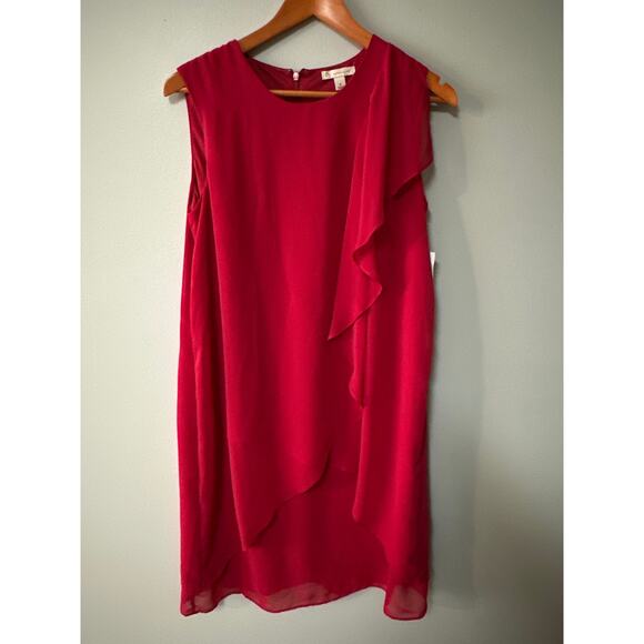 Women’s Red Chiffon Sleeveless Cocktail Dress Dressbarn Size 8 NWT Holiday Party - Picture 1 of 6